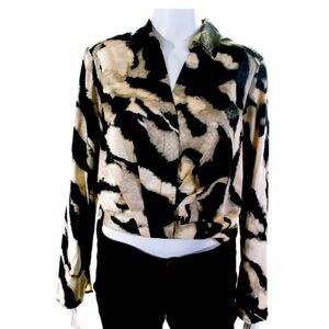Rachel Zoe abstract animal print satin blouse